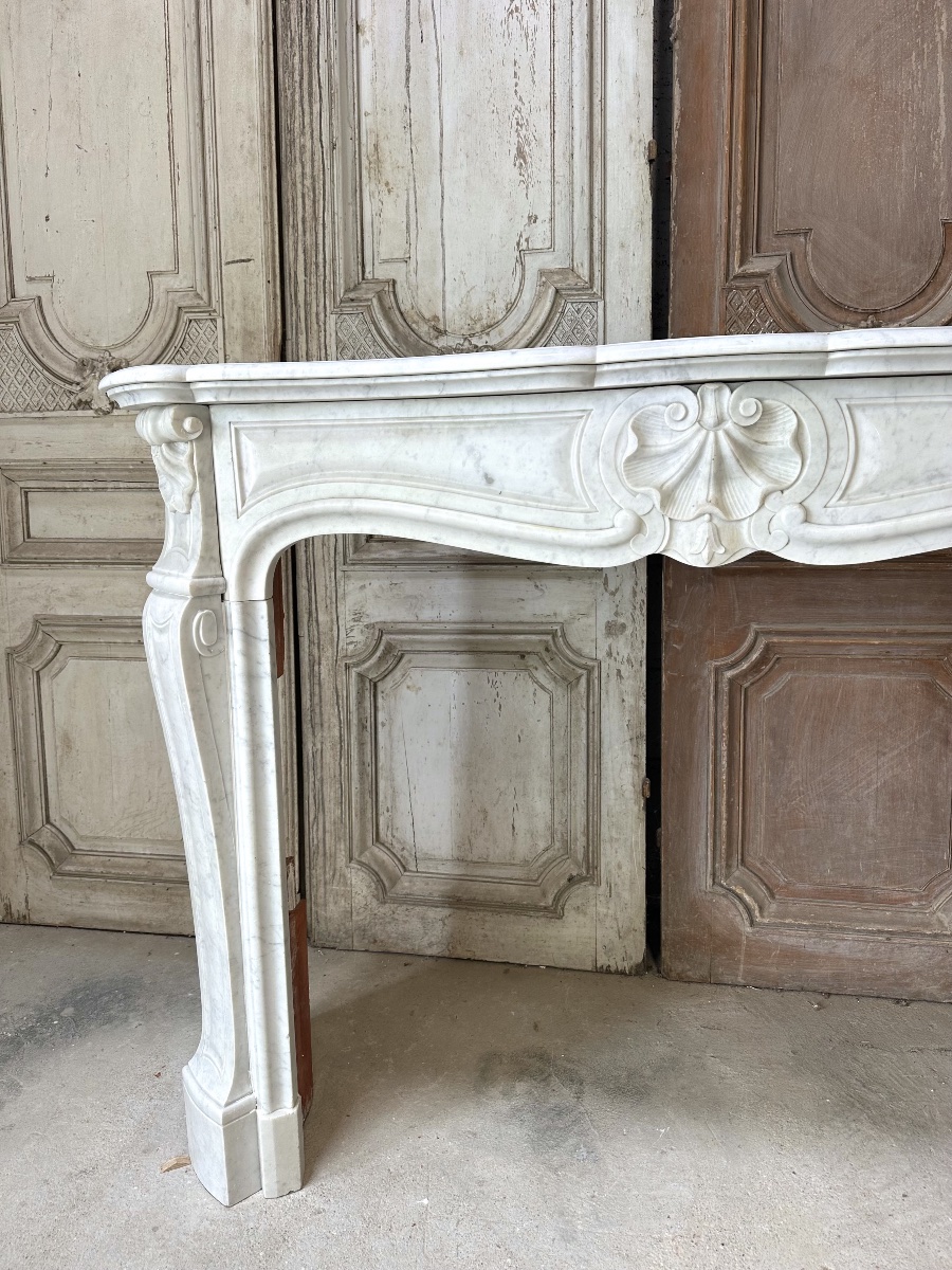 Louis XV Mantel In White Carrara Marble Circa 1880-photo-2