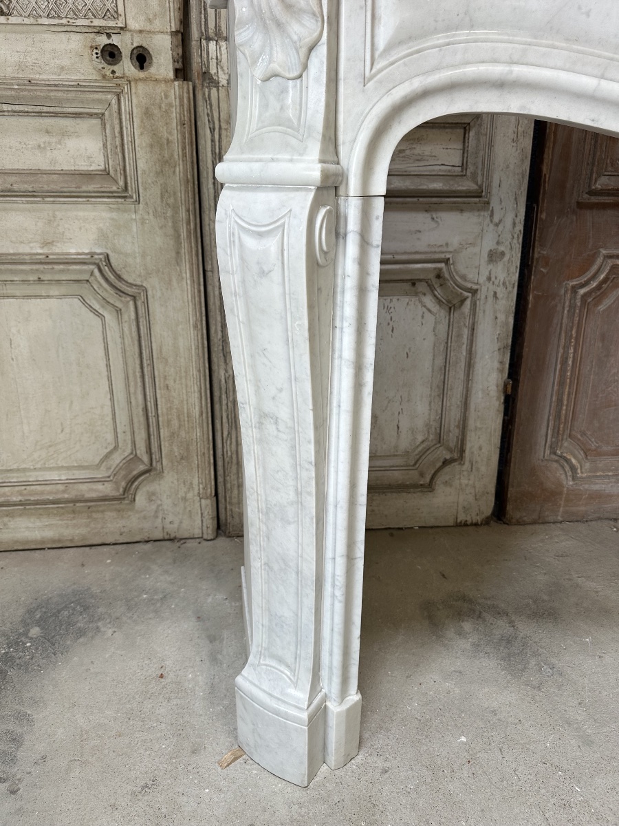Louis XV Mantel In White Carrara Marble Circa 1880-photo-4