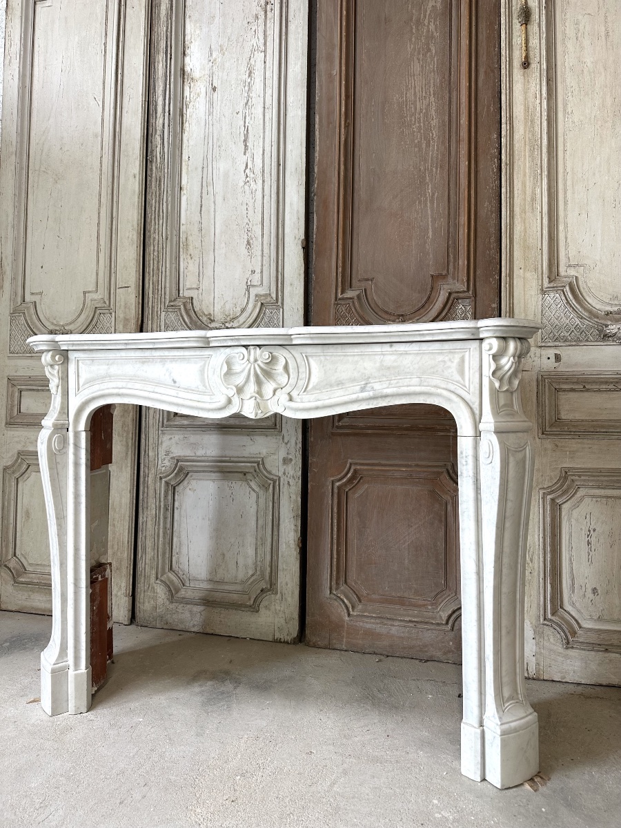 Louis XV Mantel In White Carrara Marble Circa 1880-photo-5