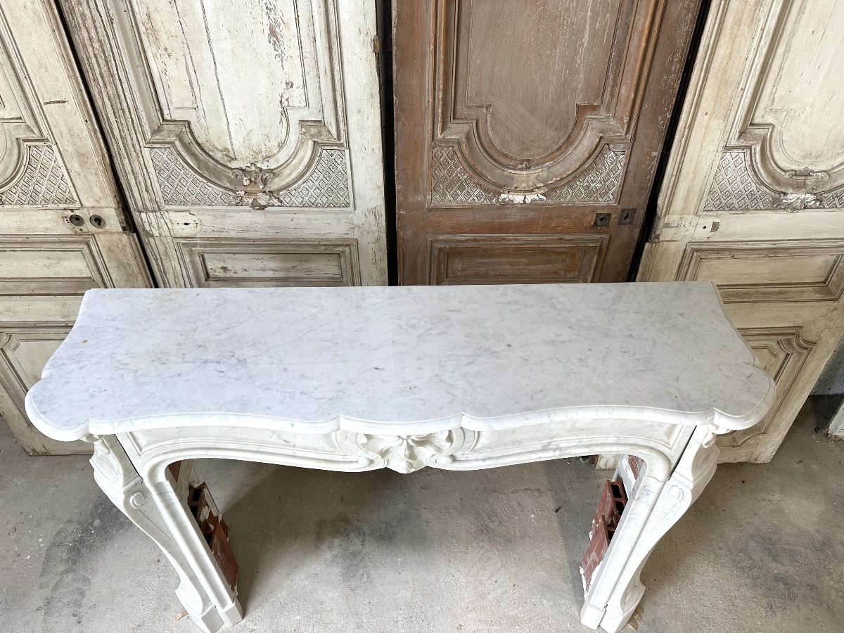 Louis XV Mantel In White Carrara Marble Circa 1880-photo-6