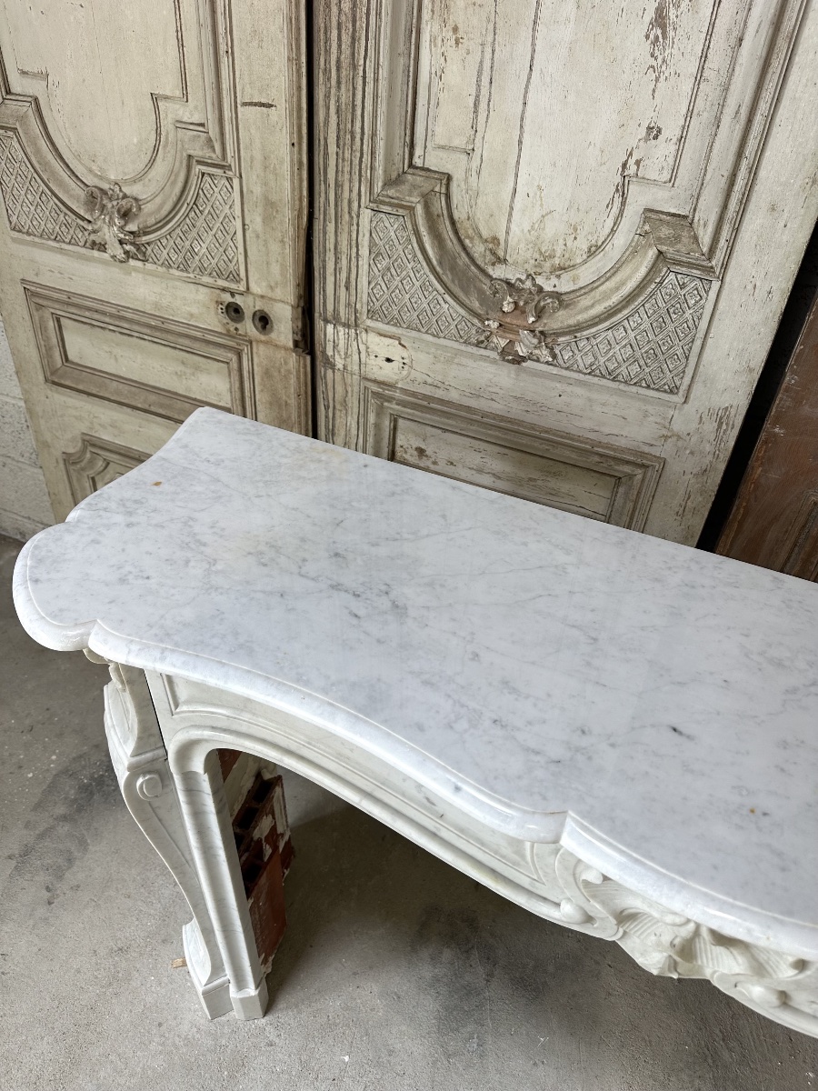 Louis XV Mantel In White Carrara Marble Circa 1880-photo-7