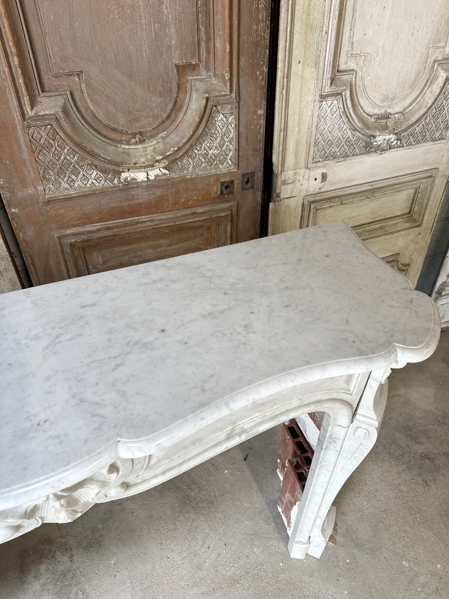 Louis XV Mantel In White Carrara Marble Circa 1880-photo-8