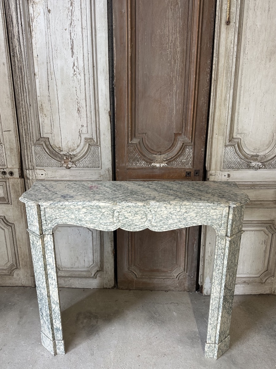 Cheminée de Louis XV pompadour circa 1900 marbre vert d’Estours-photo-2