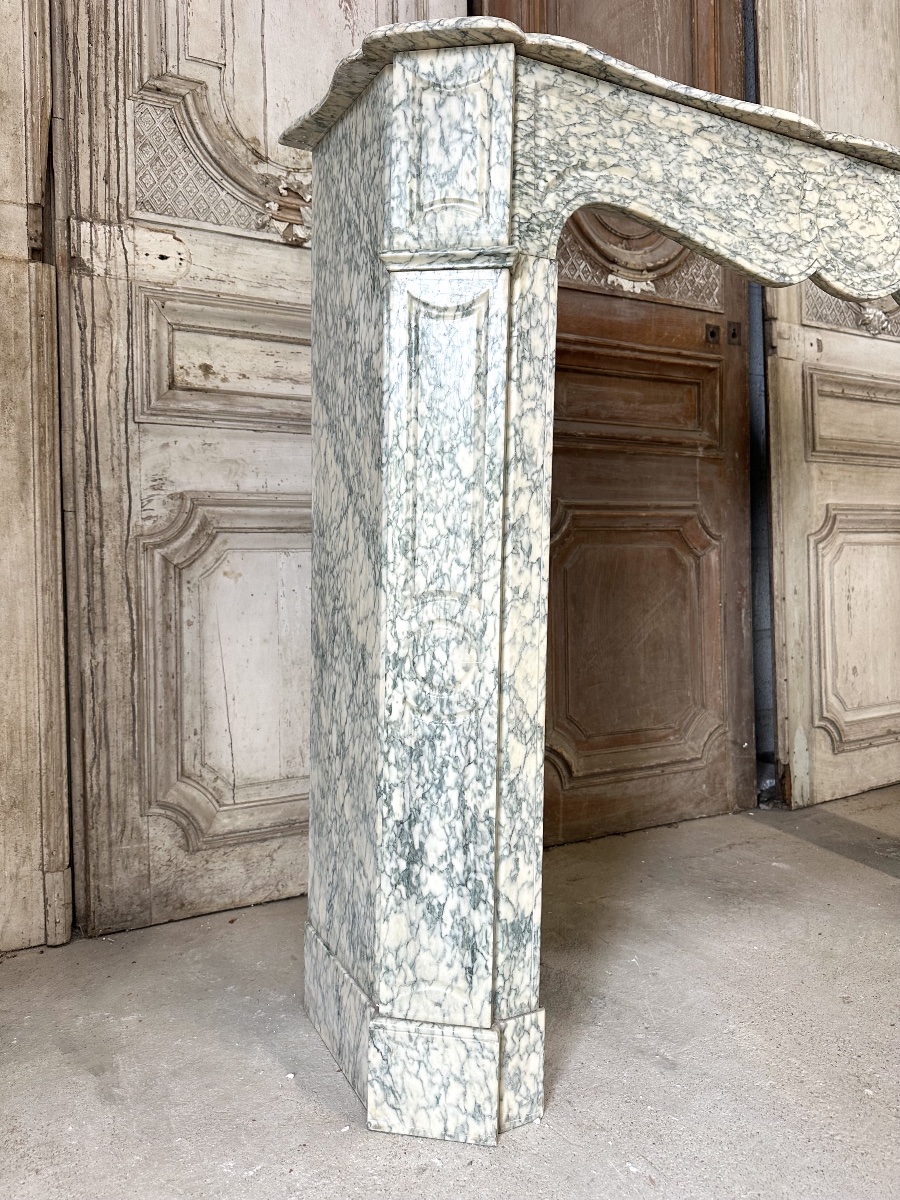 Cheminée de Louis XV pompadour circa 1900 marbre vert d’Estours-photo-4