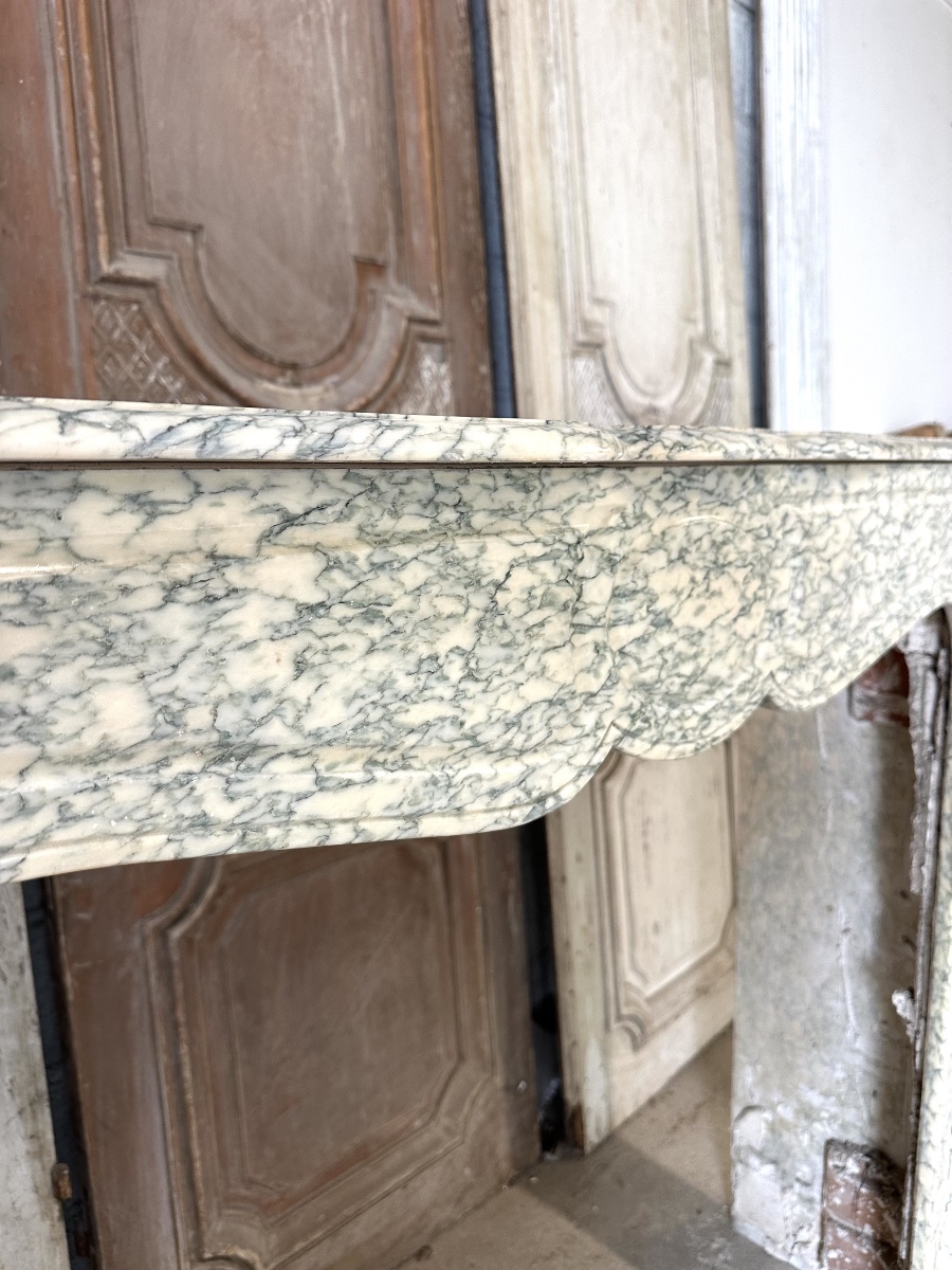 Cheminée de Louis XV pompadour circa 1900 marbre vert d’Estours-photo-1