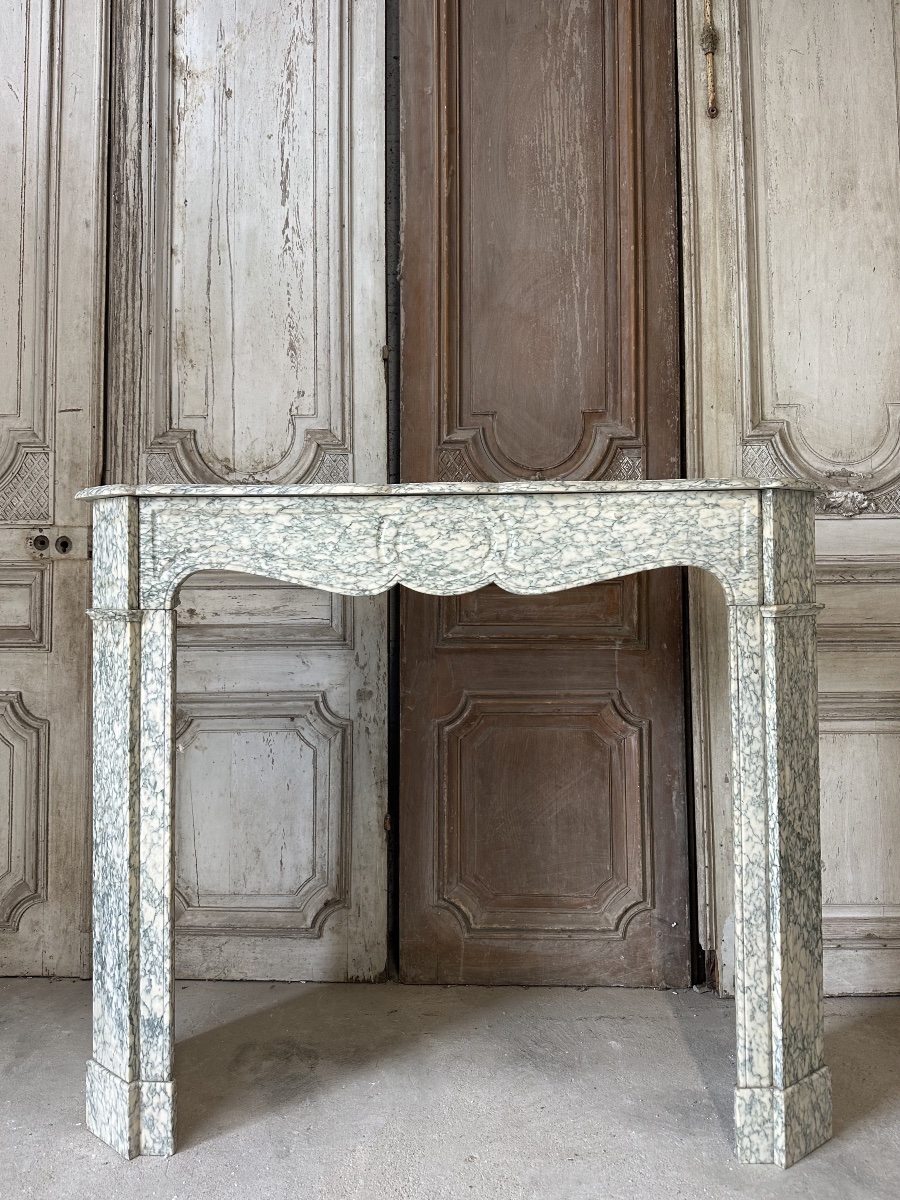 Cheminée de Louis XV pompadour circa 1900 marbre vert d’Estours