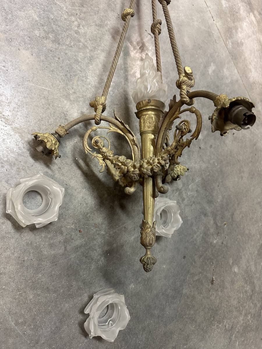 1900s-era Bronze Chandelier-photo-2