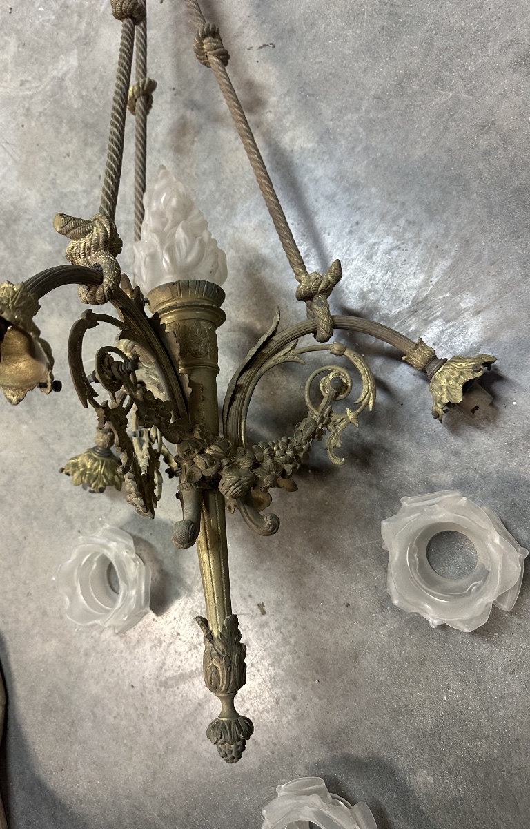 1900s-era Bronze Chandelier-photo-3