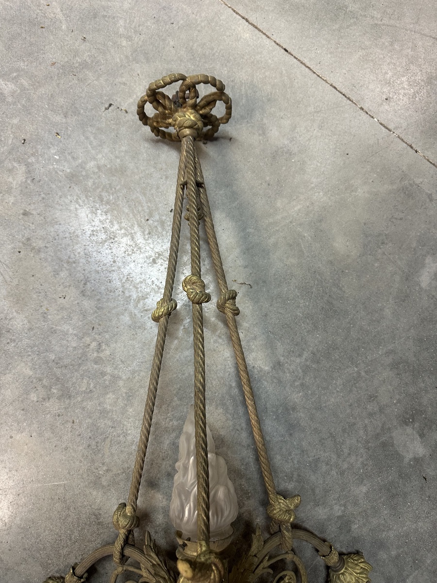 1900s-era Bronze Chandelier-photo-4