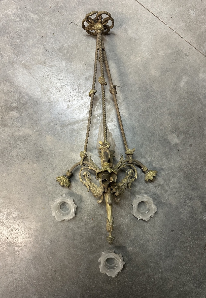 1900s-era Bronze Chandelier