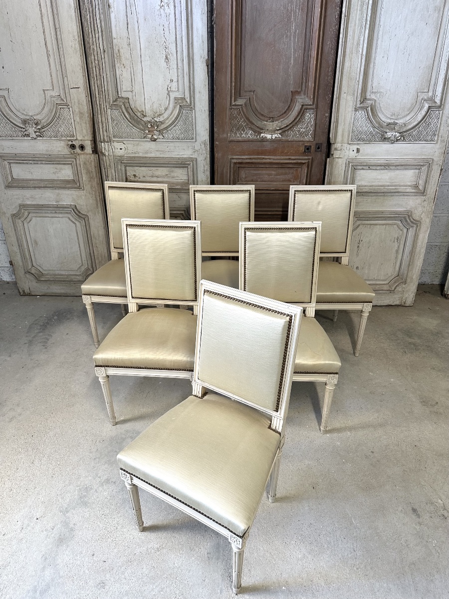 Série de 6 chaises Louis XVI circa 1960-photo-2