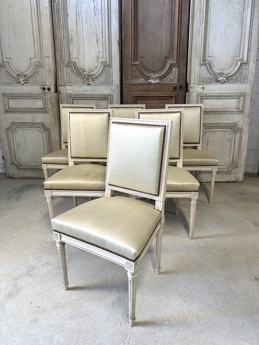Série de 6 chaises Louis XVI circa 1960