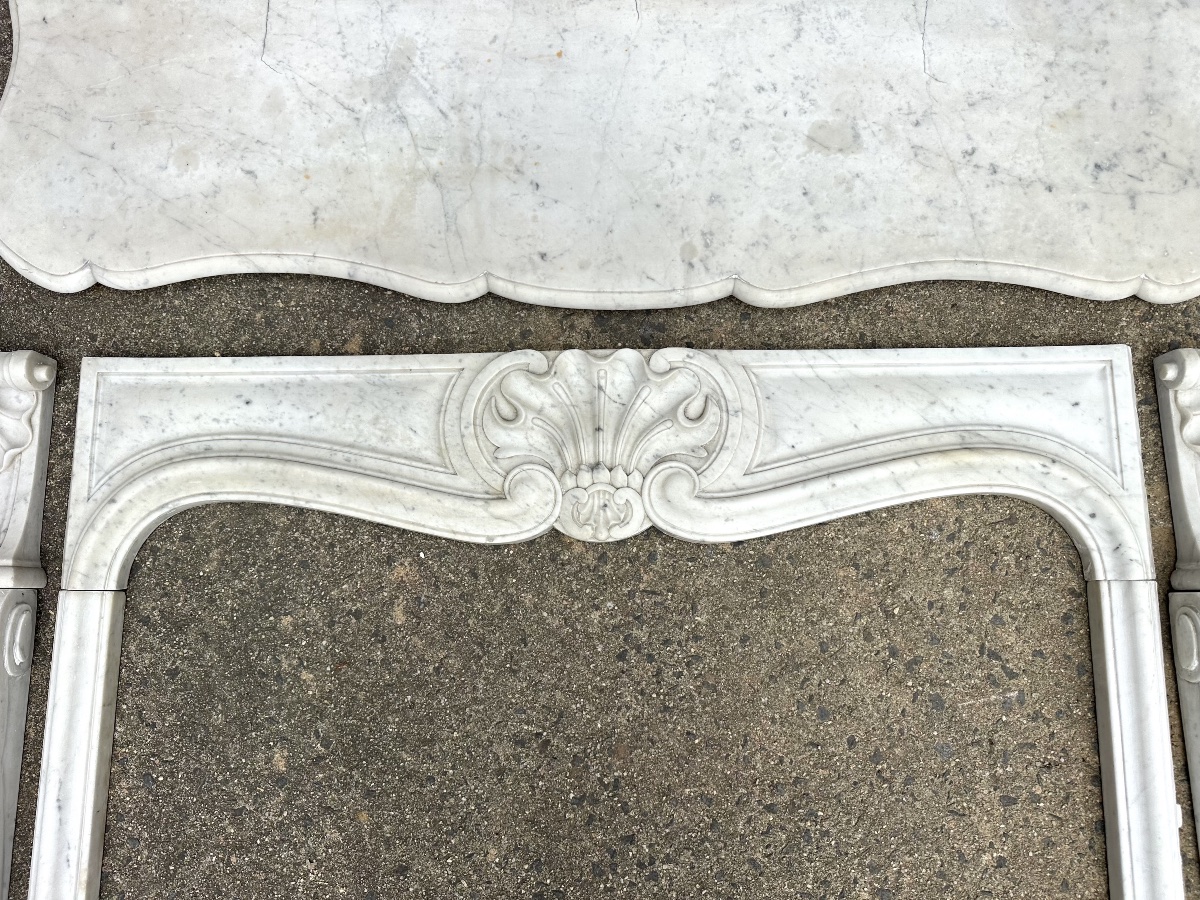Cheminée en marbre blanc de carrare circa 1880-photo-2