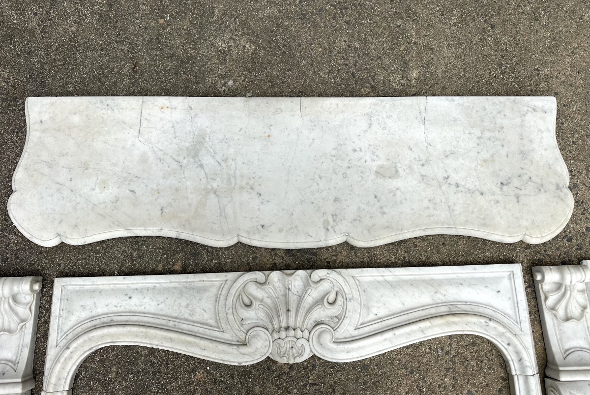 Cheminée en marbre blanc de carrare circa 1880-photo-4