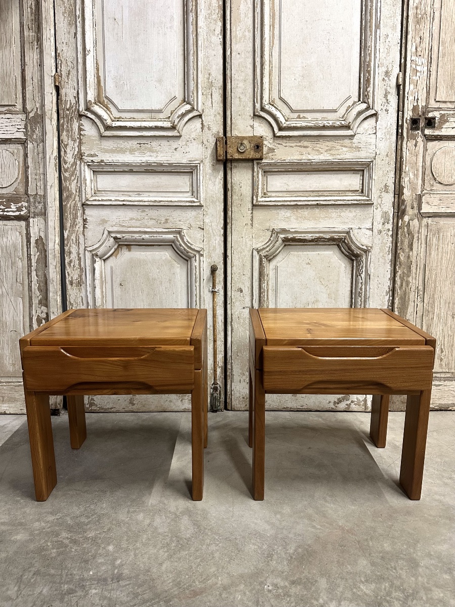 Paire de chevets en orme Maison REGAIN-photo-2