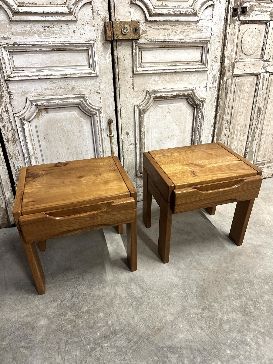 Paire de chevets en orme Maison REGAIN-photo-3