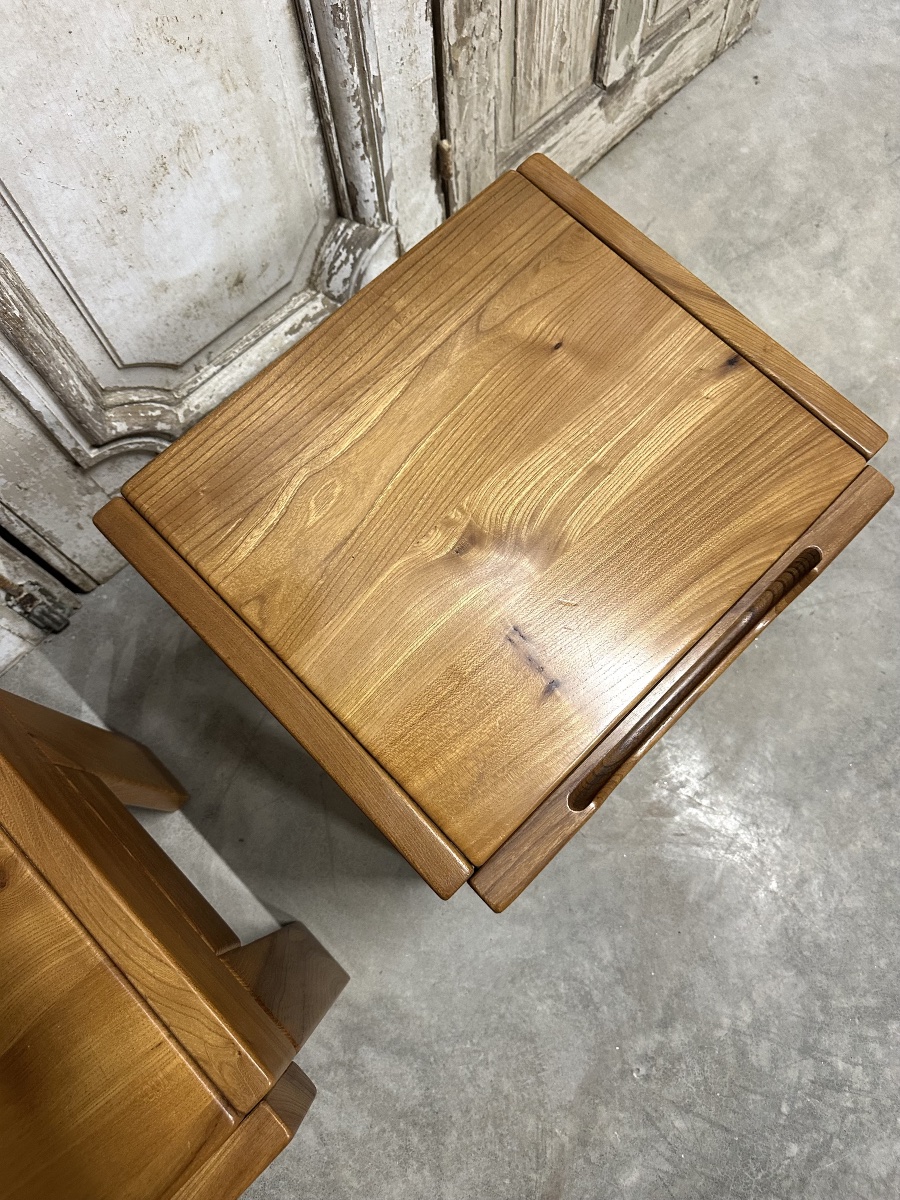 Paire de chevets en orme Maison REGAIN-photo-2