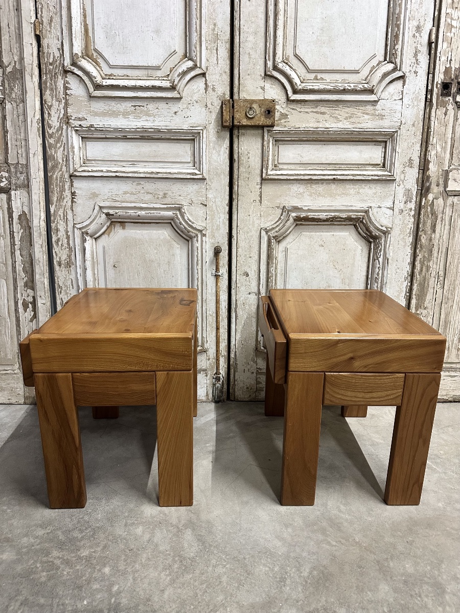 Paire de chevets en orme Maison REGAIN-photo-5