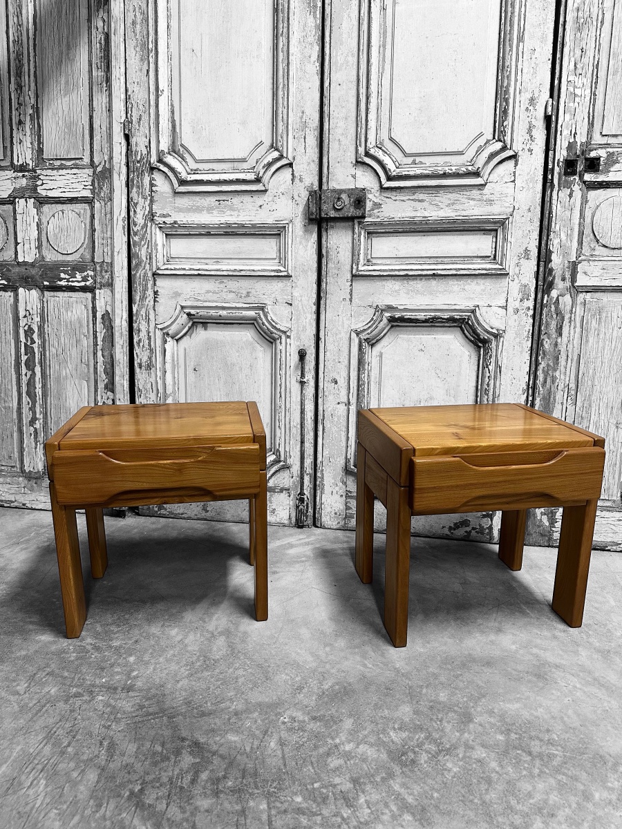 Paire de chevets en orme Maison REGAIN