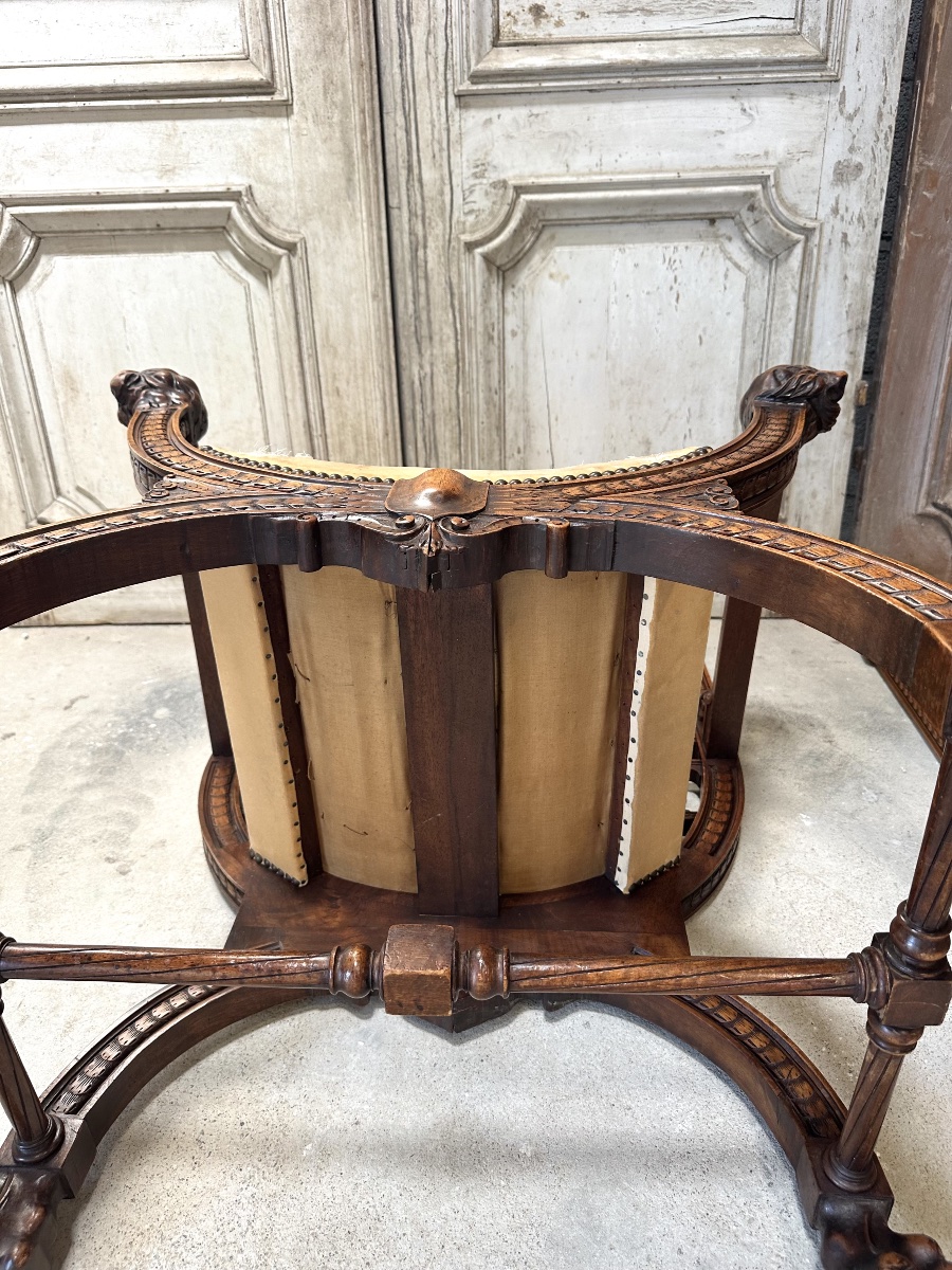 Pair Of Walnut Armchair 19th Century -photo-3