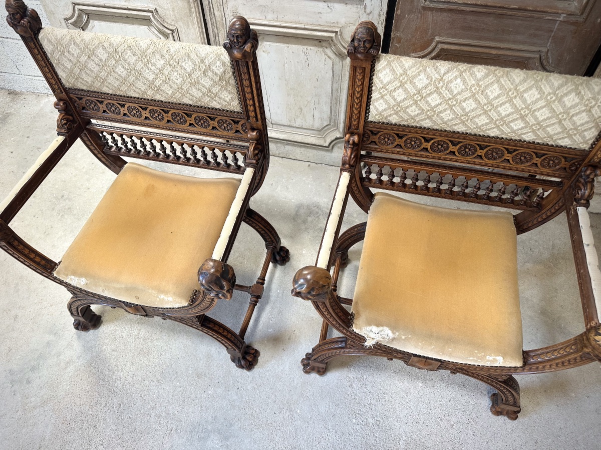 Pair Of Walnut Armchair 19th Century -photo-7