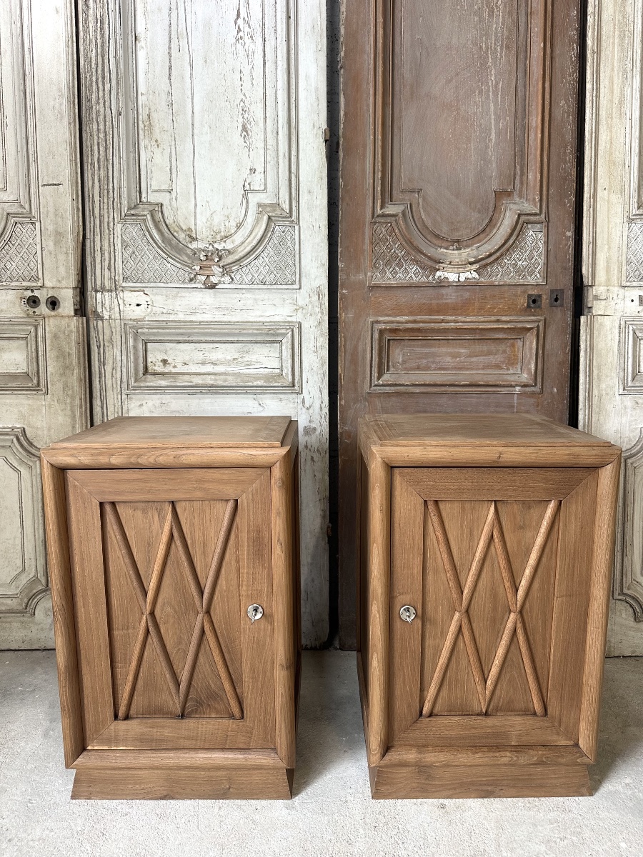 Paire de chevets style art deco en chêne-photo-2