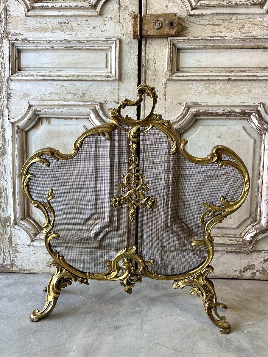 Small Louis XV-style Fireplace Screen, Circa 1900-photo-2