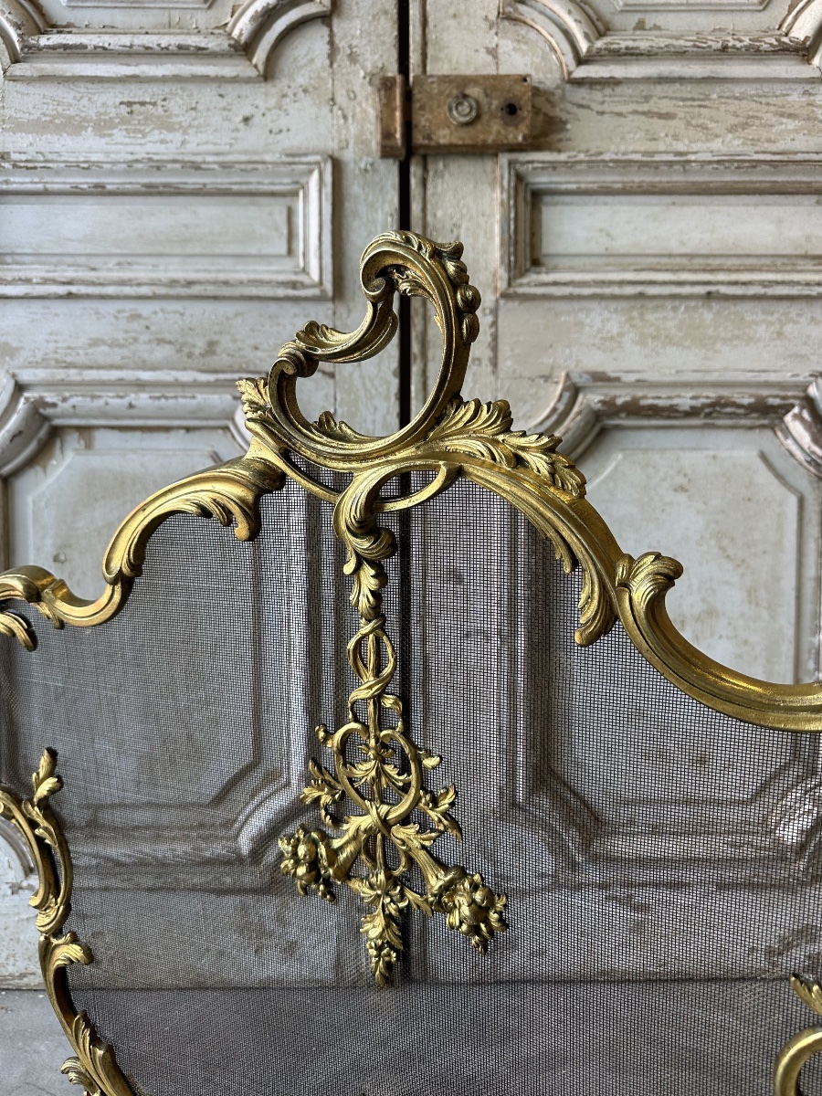 Small Louis XV-style Fireplace Screen, Circa 1900-photo-1