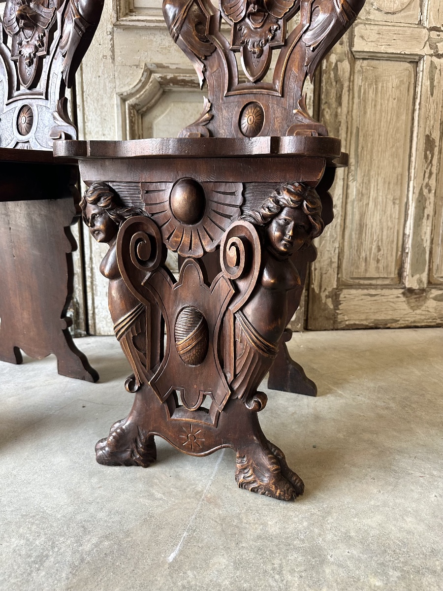 Pair Of Walnut Chairs, Circa 1880-photo-3