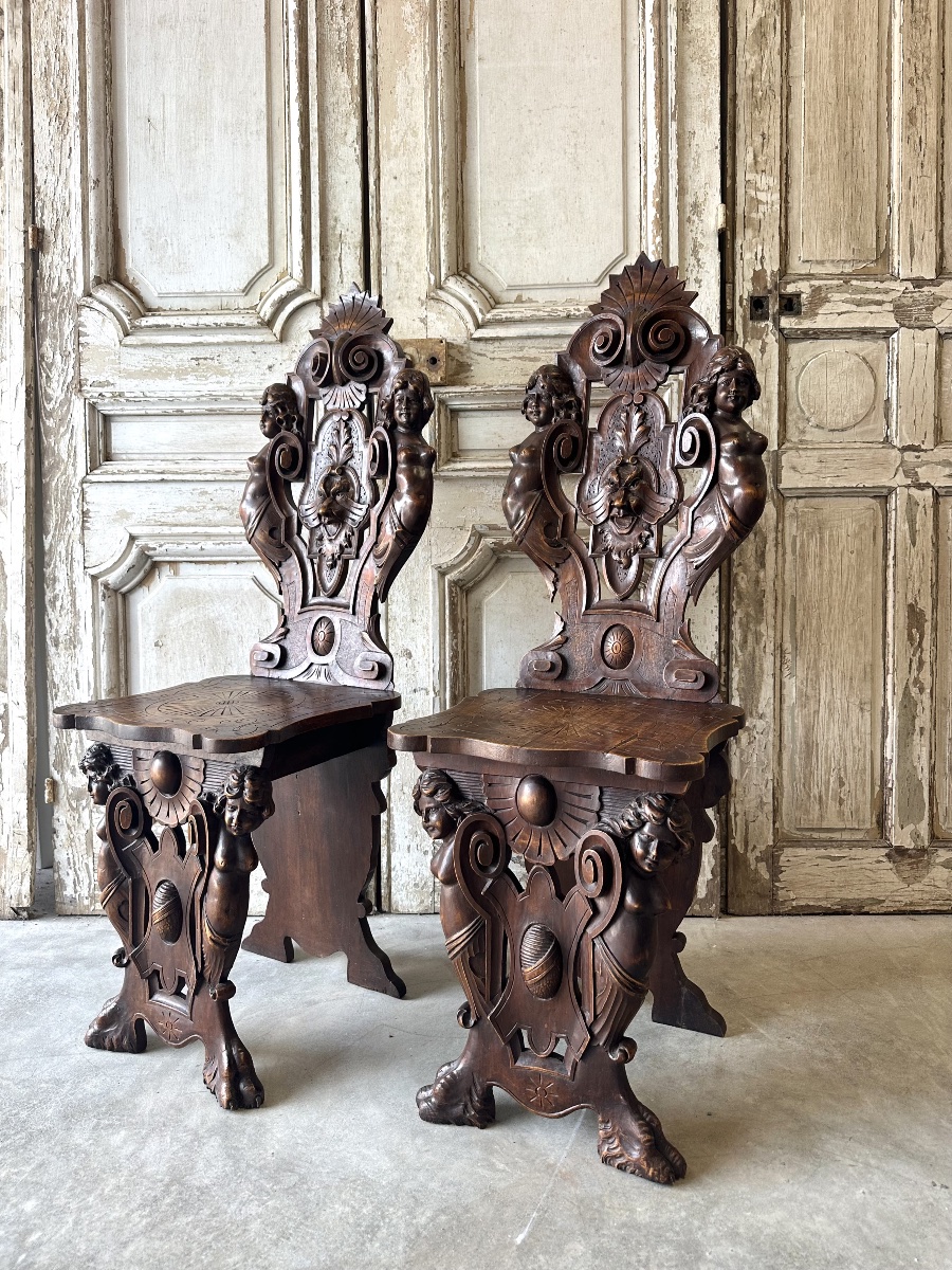Pair Of Walnut Chairs, Circa 1880