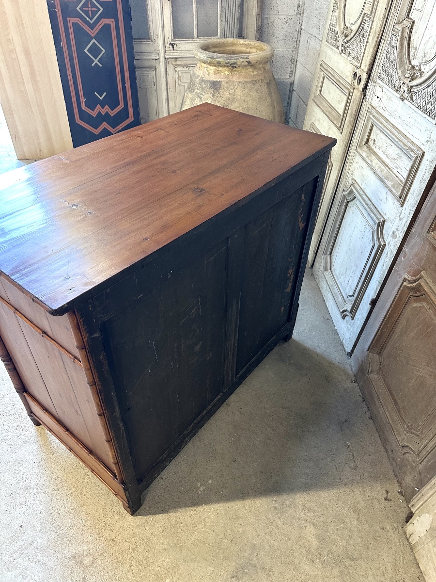 Commode style faux bambou en sapin époque 1900-photo-6