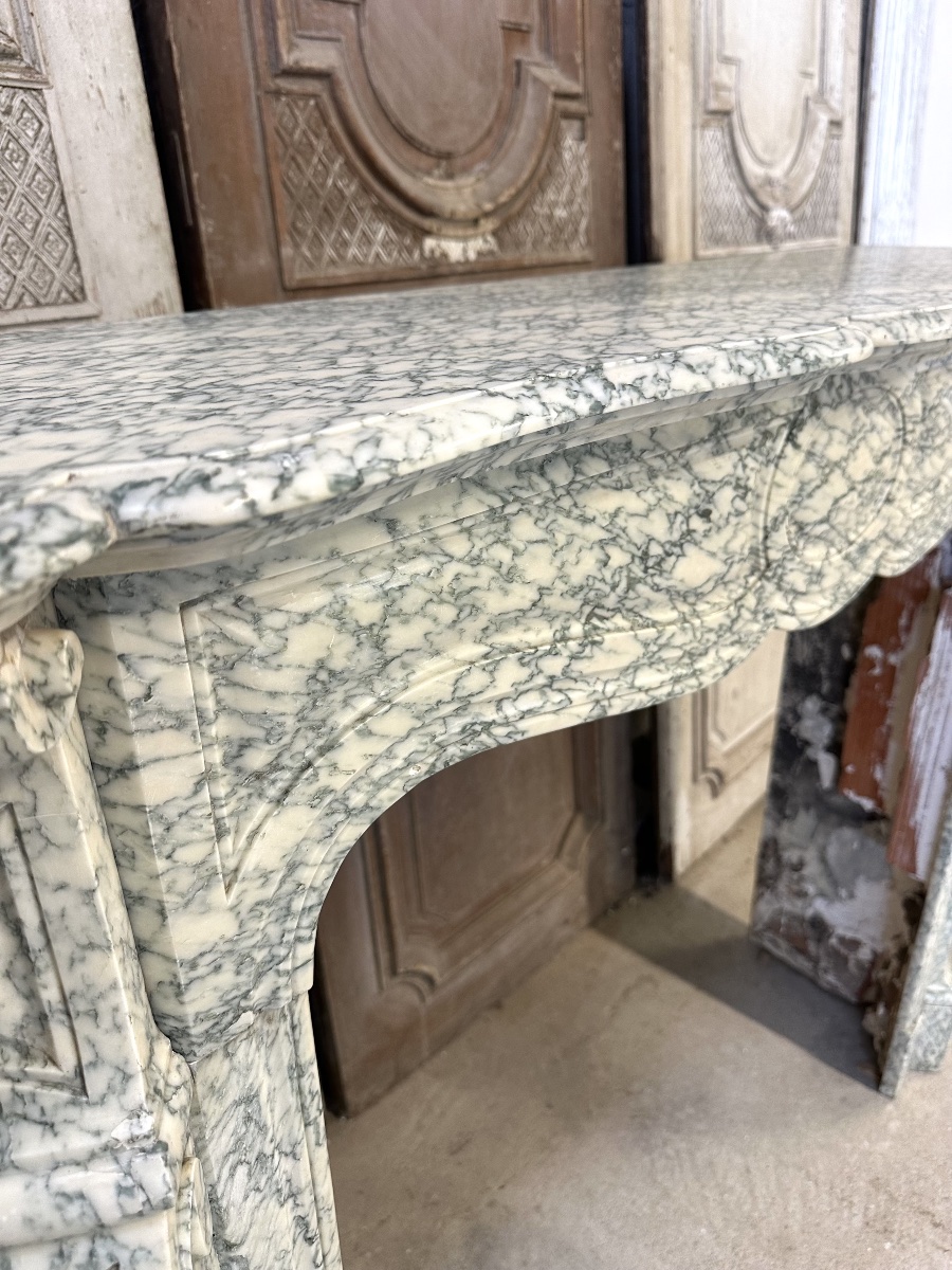 Cheminée style Louis XV en marbre vert époque 1880-photo-1
