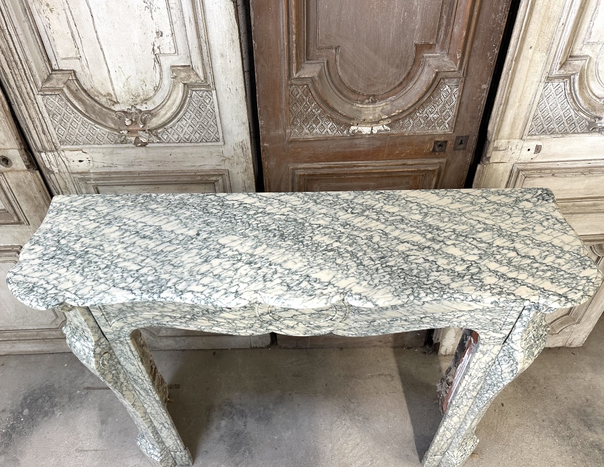 Cheminée style Louis XV en marbre vert époque 1880-photo-2
