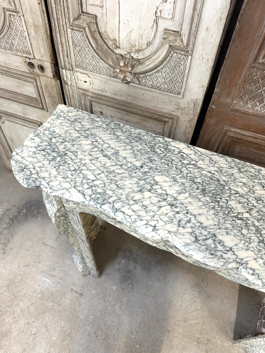 Cheminée style Louis XV en marbre vert époque 1880-photo-3