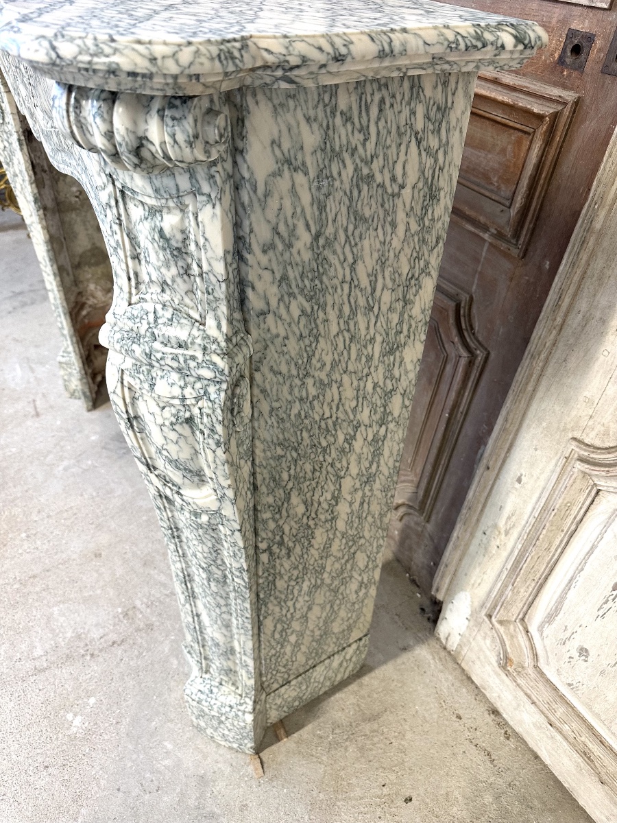 Cheminée style Louis XV en marbre vert époque 1880-photo-7