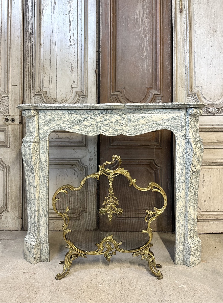 Cheminée style Louis XV en marbre vert époque 1880