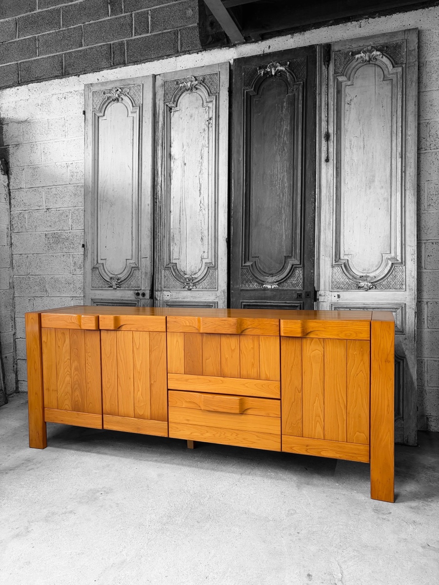 Solid Elm Sideboard, Circa 1970–80, Attributed To Maison Regain-photo-2