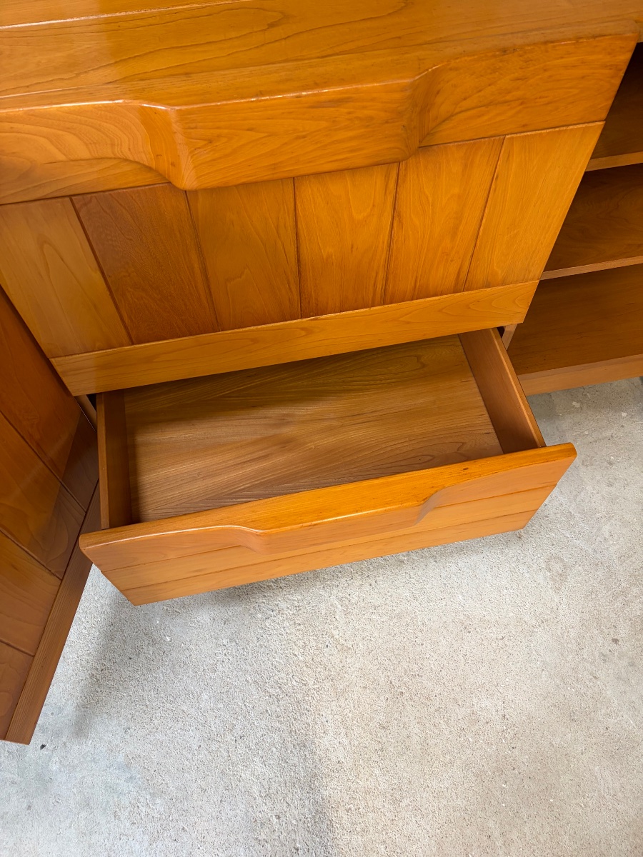 Solid Elm Sideboard, Circa 1970–80, Attributed To Maison Regain-photo-4