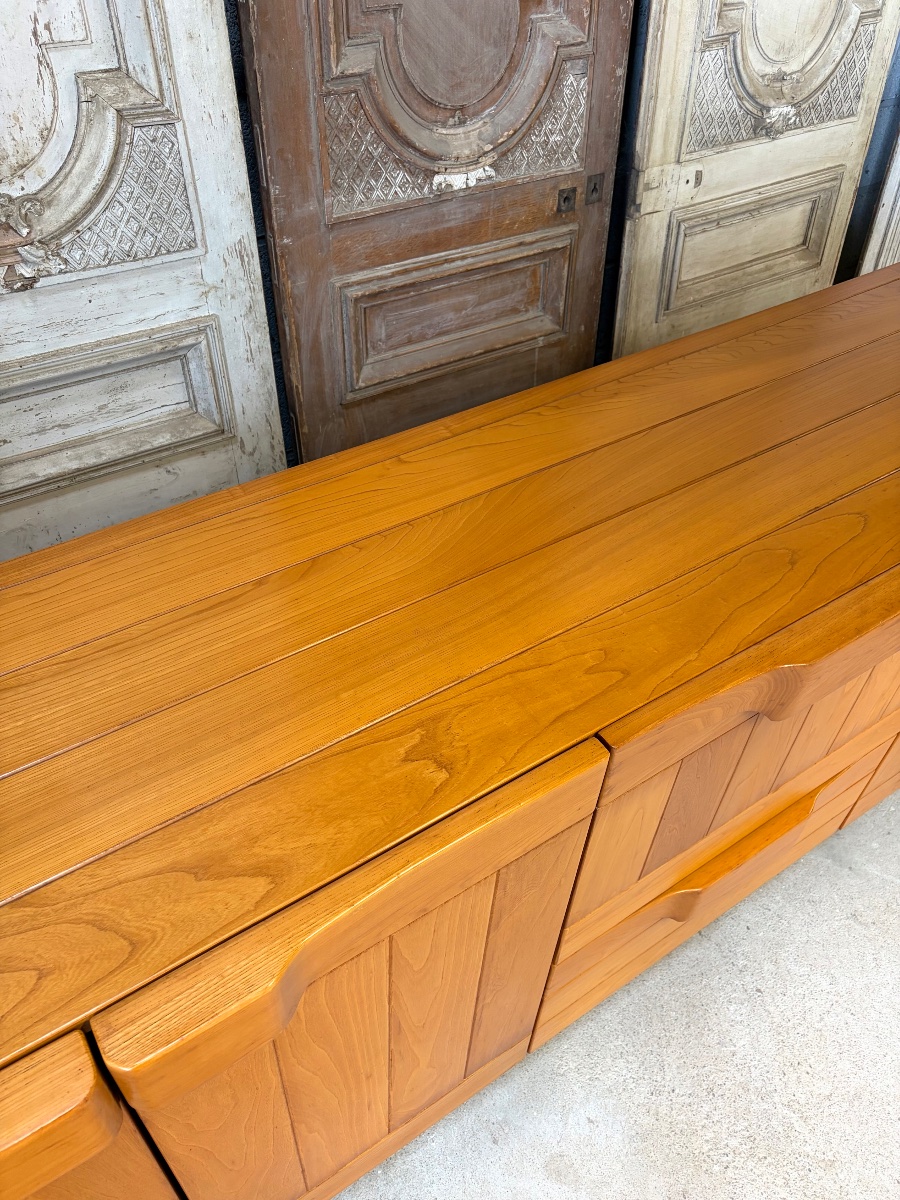 Solid Elm Sideboard, Circa 1970–80, Attributed To Maison Regain-photo-2