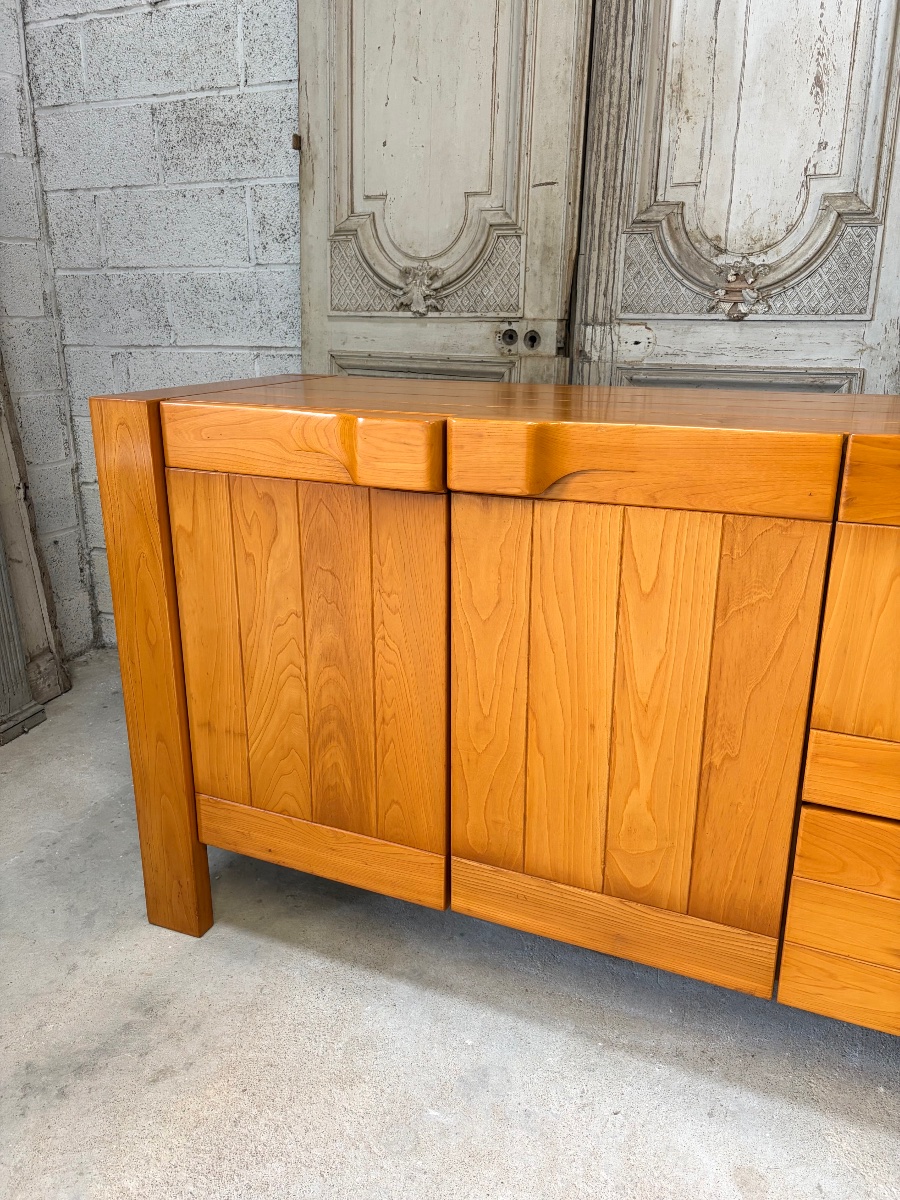 Solid Elm Sideboard, Circa 1970–80, Attributed To Maison Regain-photo-4