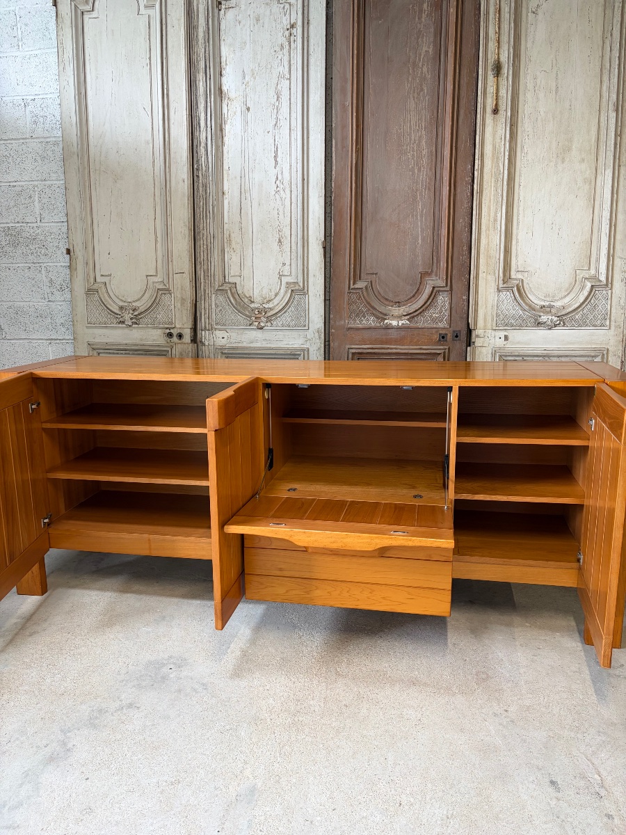 Solid Elm Sideboard, Circa 1970–80, Attributed To Maison Regain-photo-5
