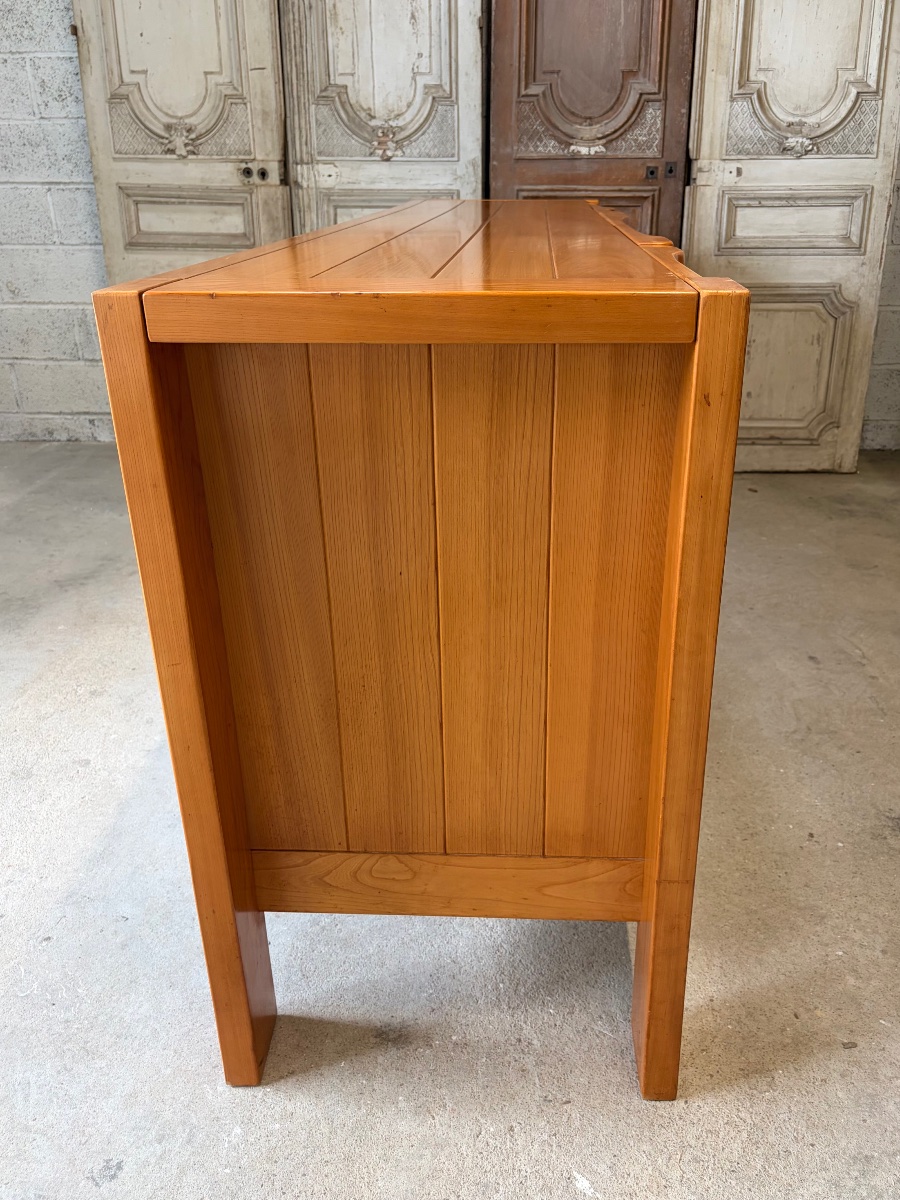 Solid Elm Sideboard, Circa 1970–80, Attributed To Maison Regain-photo-7