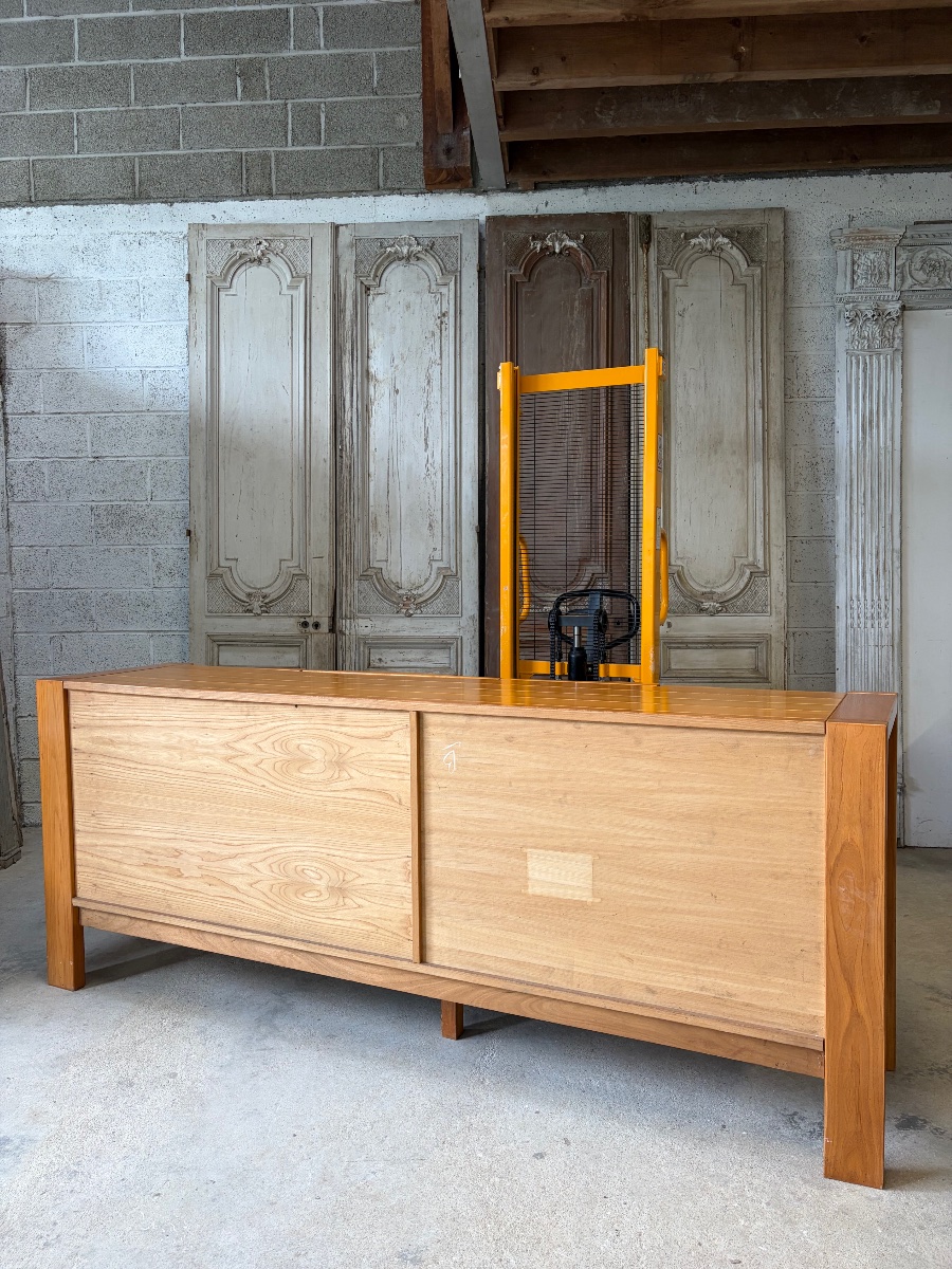 Solid Elm Sideboard, Circa 1970–80, Attributed To Maison Regain-photo-8