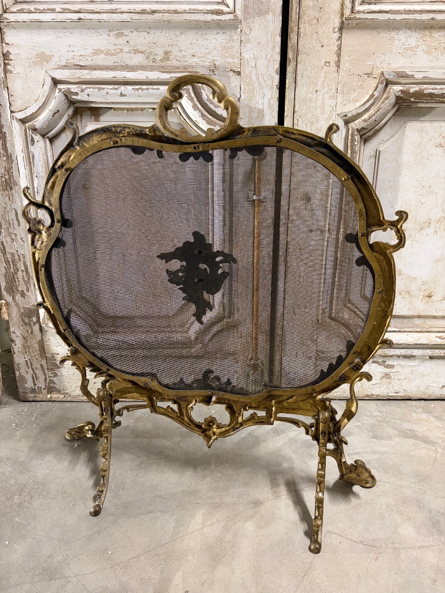 Small Napoleon III-style Fireplace Screen, Circa 1900-photo-1