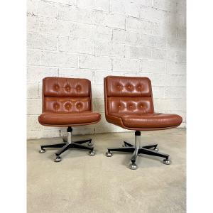 Pair Of Vintage Brown Armchairs 1980s