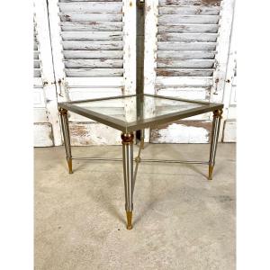 Vintage Side Table In Brushed Steel