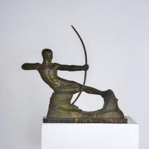 Sculpture En Bronze Art Déco Victor Demanet (1895-1964) « Archer »