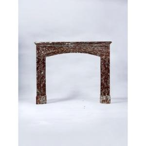 Louis XIV Style Fireplace In Red Marble Late 19th Century