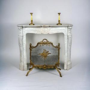 Louis XV Style White Marble Fireplace Late 19th Century