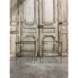 Paire de bouts de canapé en bronze et laiton circa 1970s